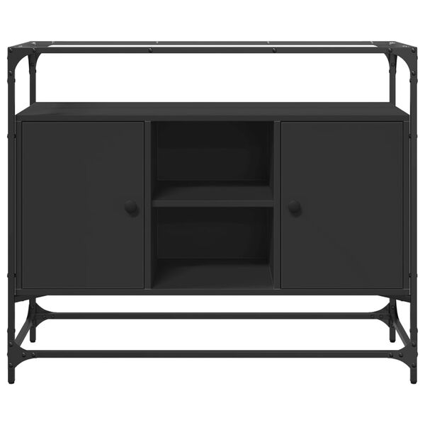 vidaXL Βοηθητικό Έπιπλο Γυάλ Επιφάνεια Μαύρο 98x35x81 εκ. Επ Ξύλο