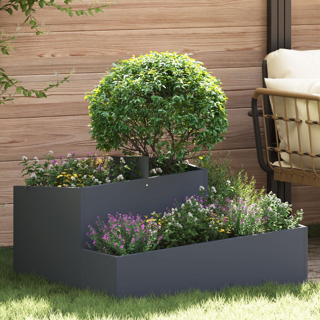 vidaXL Γλάστρα Ανθρακί 80x80x50 cm Κρύο Σιδηροσύρμα