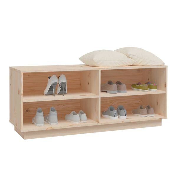 vidaXL Παπουτσοθήκη 110 x 34 x 45 εκ. από Μασίφ Ξύλο Πεύκου