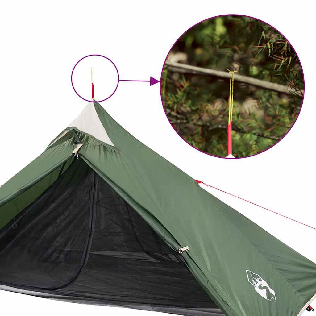vidaXL Κρεμαστή Σκηνή Tipi 1 Ατόμου Αδιάβροχη Πράσινη