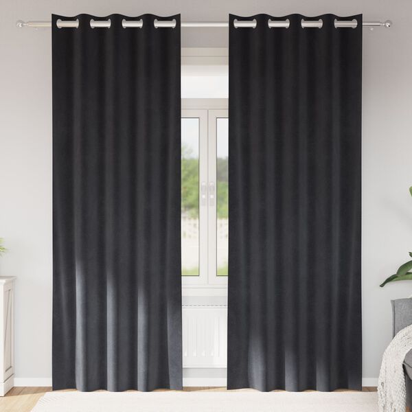 vidaXL Κουρτίνες με κουρτίνες 2 pcs Σκούρο γκρι 140 x 225 cm Βελούδο