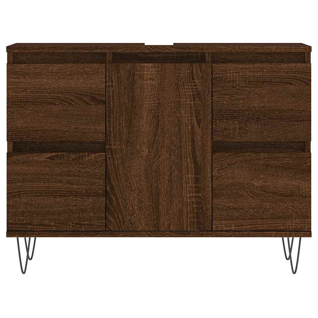 vidaXL Ντουλάπι Μπάνιου Καφέ Δρυς 80 x 33 x 60 εκ. Επεξεργασμένο Ξύλο