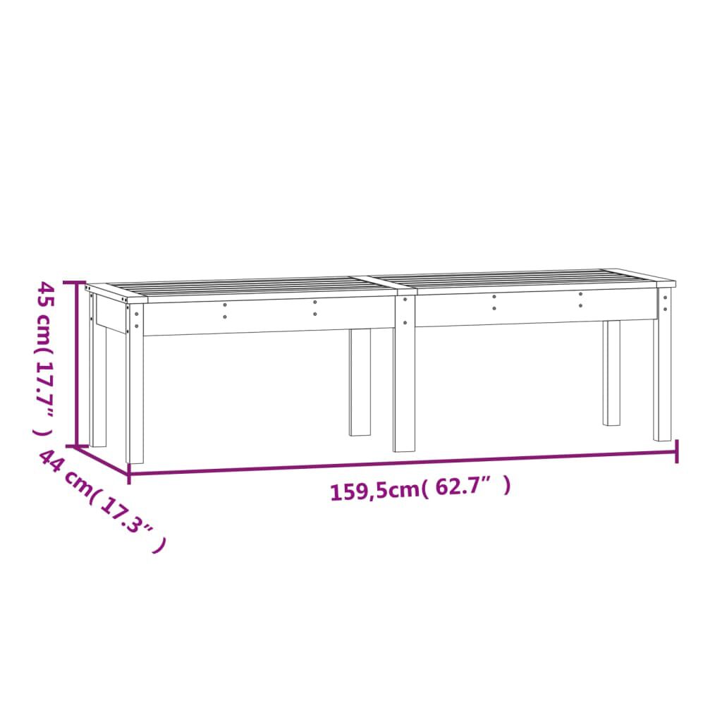 vidaXL Πάγκος Κήπου Διθέσιος Μελί 159,5x44x45 εκ. Μασίφ Ξύλο Πεύκου