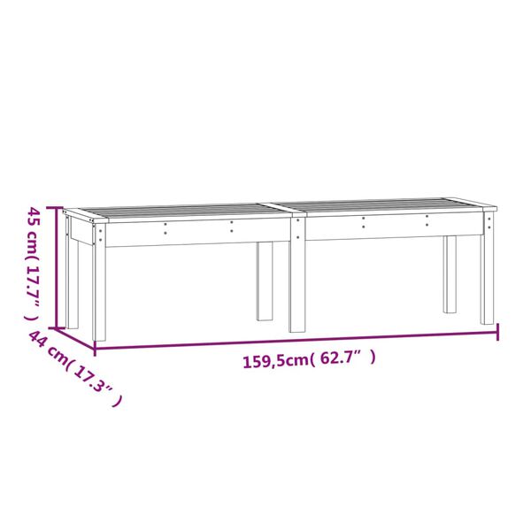 vidaXL Πάγκος Κήπου Διθέσιος Μελί 159,5x44x45 εκ. Μασίφ Ξύλο Πεύκου
