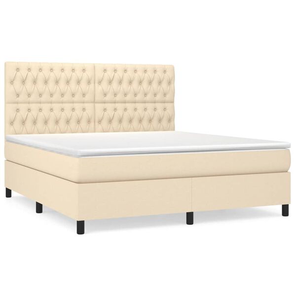 vidaXL &Kappa;&rho;&epsilon;&beta;ά&tau;&iota; Boxspring &mu;&epsilon; &Sigma;&tau;&rho;ώ&mu;&alpha; &Kappa;&rho;&epsilon;&mu; 180x200 &epsilon;&kappa;. &Upsilon;&phi;&alpha;&sigma;&mu;ά&tau;&iota;&nu;&omicron;