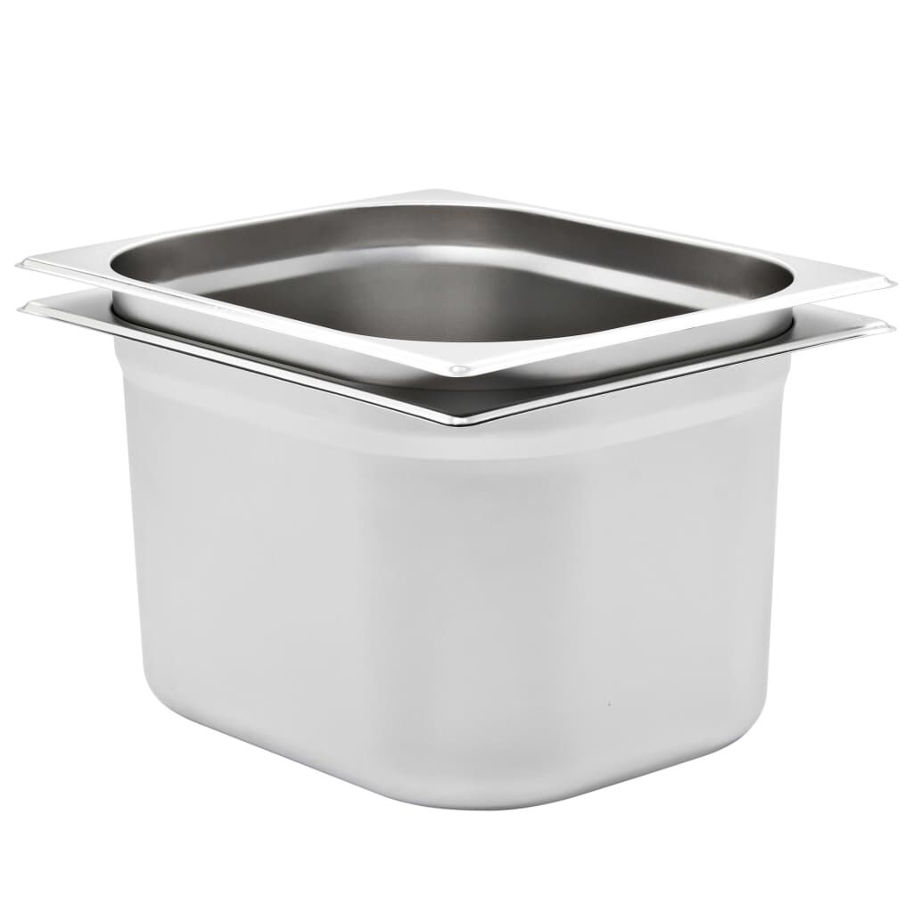 vidaXL Λεκάνες Gastronorm 2 τεμ. GN 1/2 200 χιλ. από Ανοξείδωτο Ατσάλι