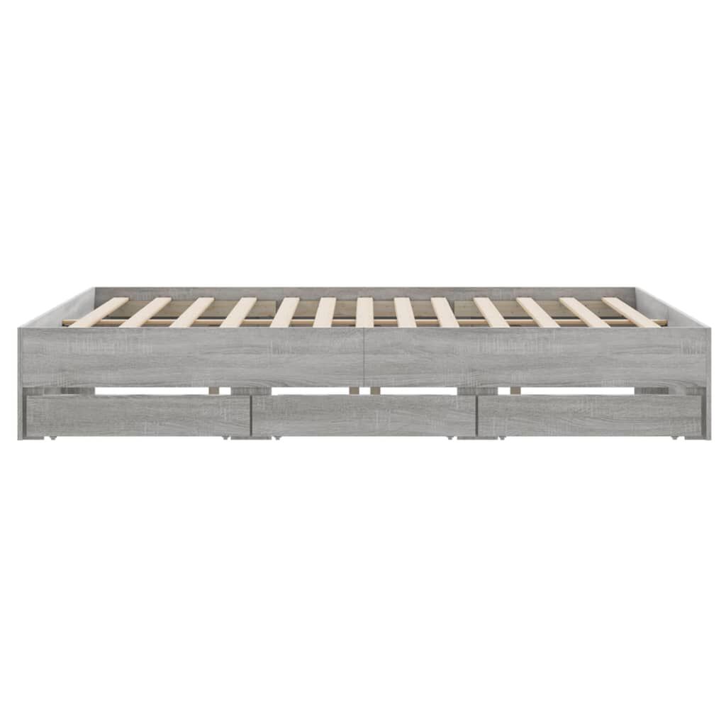 vidaXL Πλαίσιο Κρεβατιού με συρτάρια Γκρι sonoma 160x200εκ. Επεξ. Ξύλο