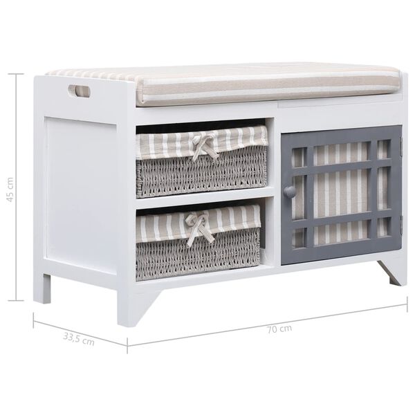 vidaXL Πάγκος Χολ Λευκός 70 x 33,5 x 45 εκ. από Ξύλο Παυλώνιας