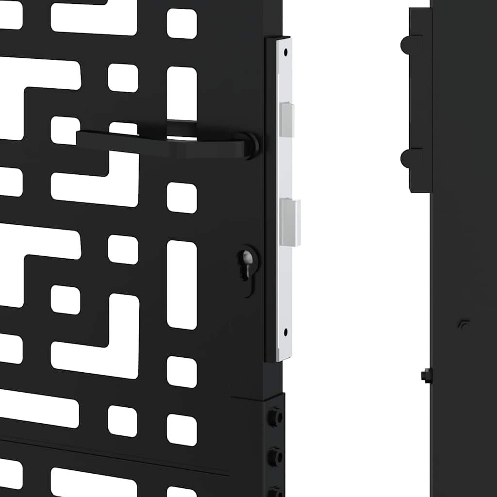 vidaXL Πύλη κήπου Μαύρη 105x205 cm Ατσάλινος Σταυρός Σχεδιασμός