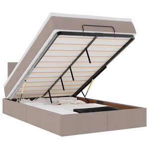 vidaXL Οθωμανικό κρεβάτι με στρώμα & LEDs Taupe 120x190cm ύφασμα