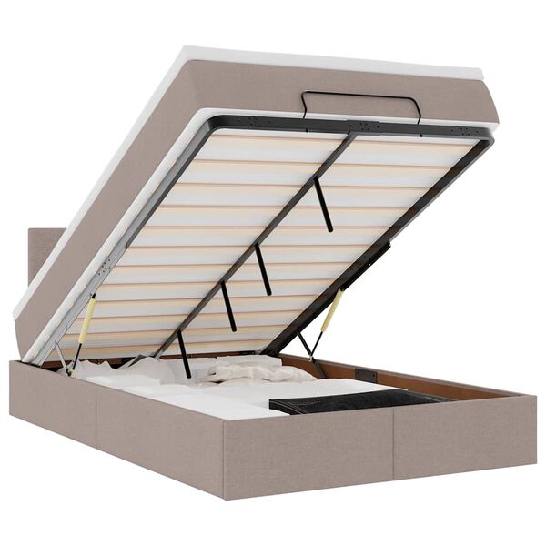 vidaXL Οθωμανικό κρεβάτι με στρώμα & LEDs Taupe 120x190cm ύφασμα