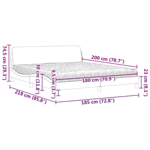 vidaXL Κρεβάτι με Στρώμα Καπουτσίνο 180x200 εκ. Συνθ. Δέρμα
