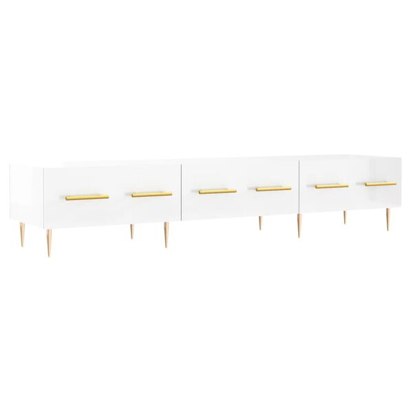 vidaXL Έπιπλο Τηλεόρασης Γυαλ. Λευκό 150x36x30 εκ. Επεξεργασμένο Ξύλο
