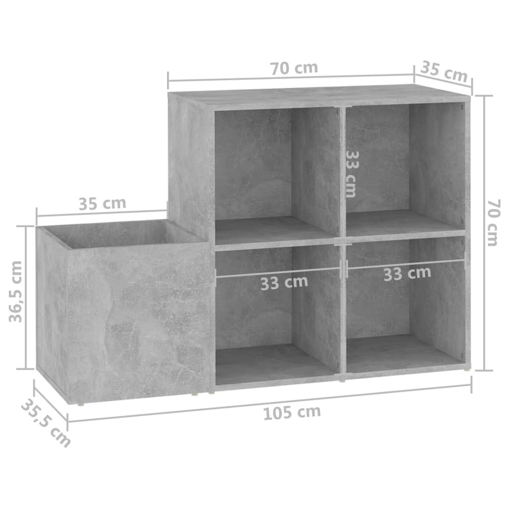 vidaXL Παπουτσοθήκη Χολ Γκρι Σκυροδ. 105 x 35,5 x 70 εκ. Επεξ. Ξύλο
