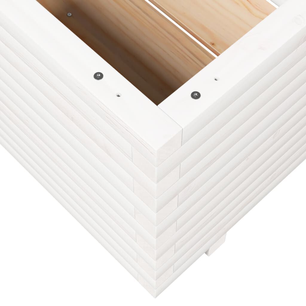 vidaXL Ζαρντινιέρα Κήπου Λευκή 60x60x49,5 εκ. από Μασίφ Ξύλο Πεύκου
