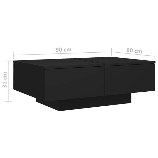 vidaXL Τραπεζάκι Σαλονιού Μαύρο 90 x 60 x 31 εκ. από Επεξ. Ξύλο