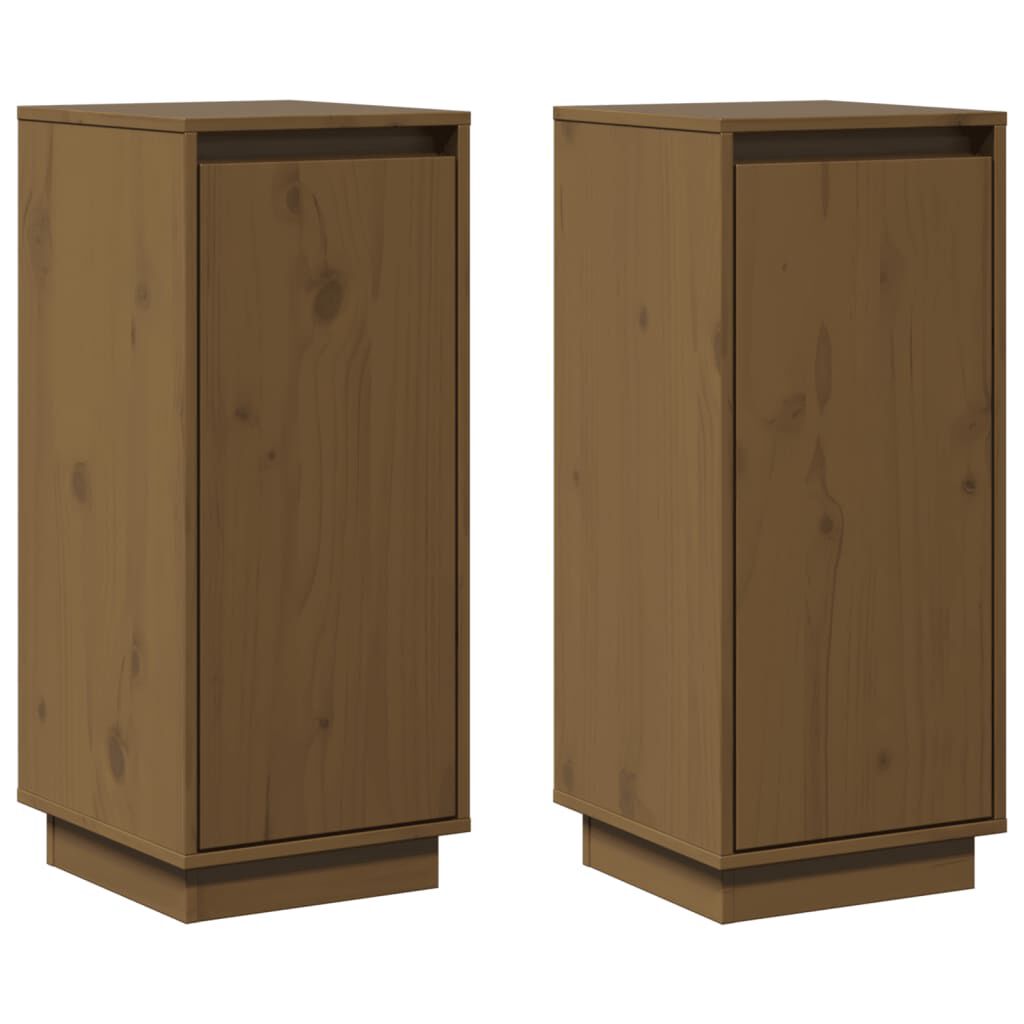 vidaXL Ντουλάπια 2 τεμ. Καφέ Μελί 31,5x34x75 εκ. από Μασίφ Ξύλο Πεύκου