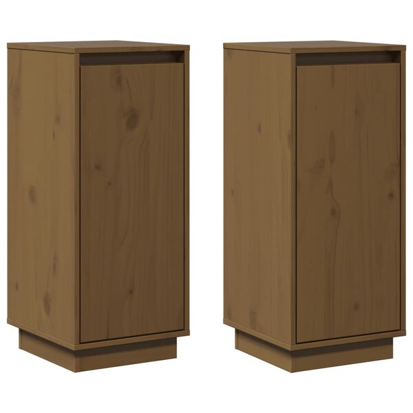 vidaXL Ντουλάπια 2 τεμ. Καφέ Μελί 31,5x34x75 εκ. από Μασίφ Ξύλο Πεύκου