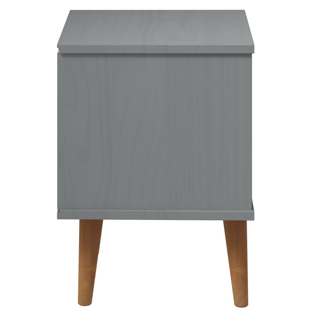 vidaXL Κομοδίνο MOLDE Γκρι 40 x 35 x 48 εκ. από Μασίφ Ξύλο Πεύκου