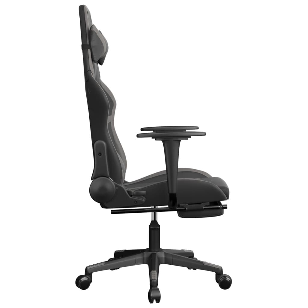 vidaXL Καρέκλα Gaming Μασάζ Υποπόδιο Μαύρο/Γκρι από Συνθετικό Δέρμα