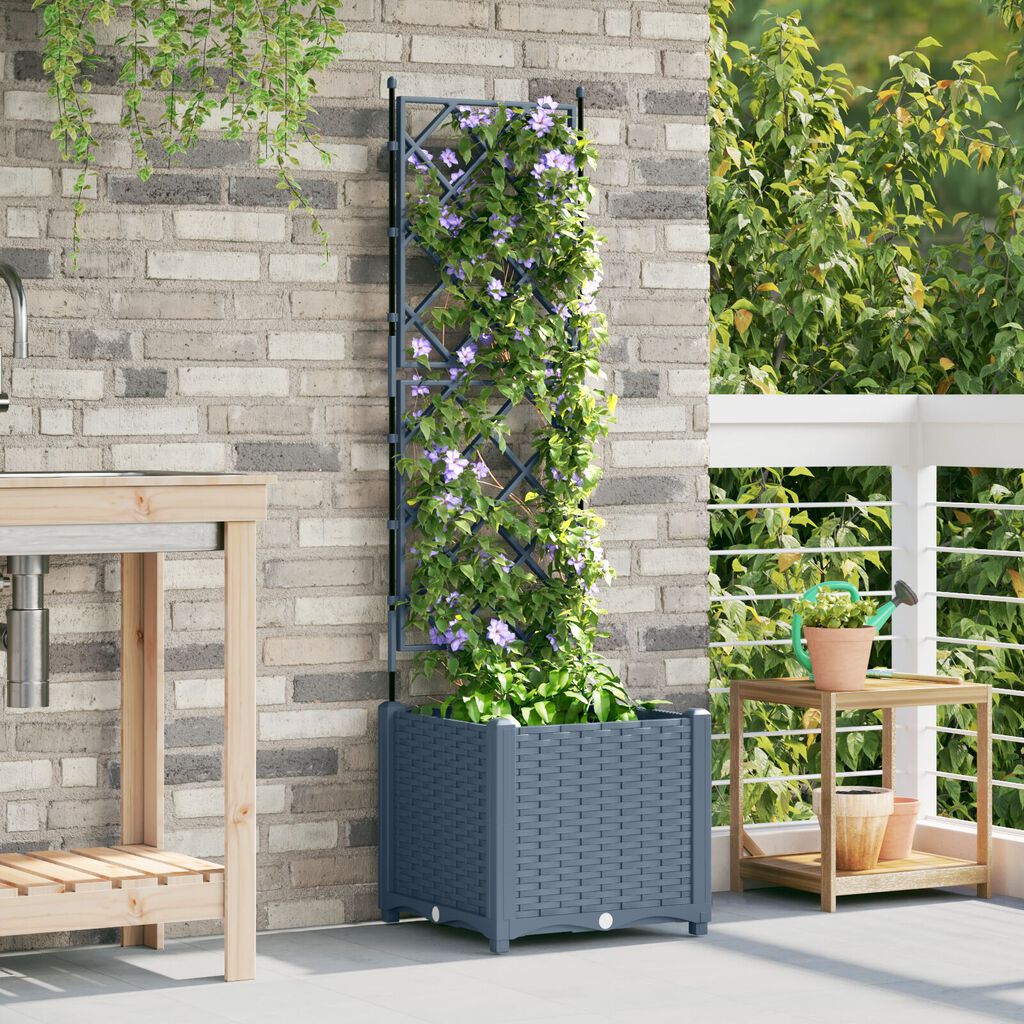 vidaXL Γλάστρα Κήπου με Πέργκολα Ανοιχτό Γκρι 40x40x143 εκ