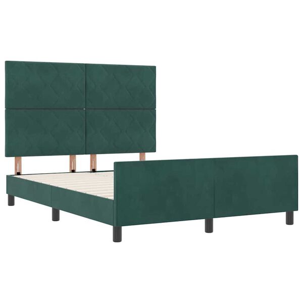 vidaXL Σκελετός Κρεβατιού Σκούρο πράσινο 140 x 190 cm Βελούδο