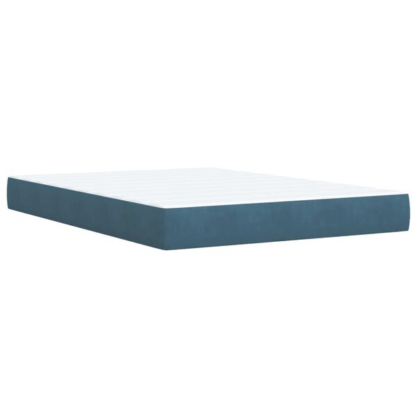 vidaXL Κρεβάτι Boxspring με Στρώμα Μπλε 140x200 εκ. Βελούδινο