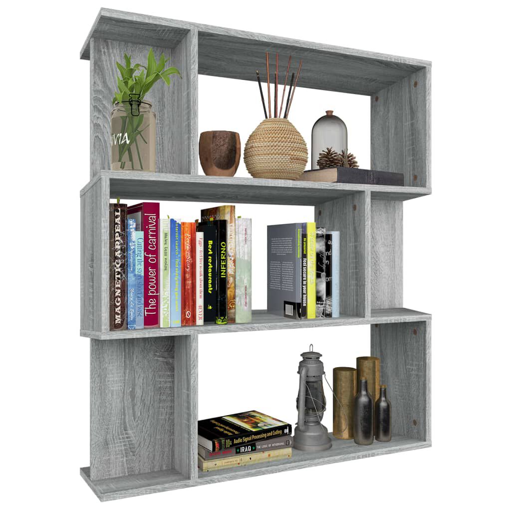 vidaXL Βιβλιοθήκη/Διαχωρ. Χώρου Γκρι Sonoma 80x24x96 εκ. Επεξεργ. Ξύλο
