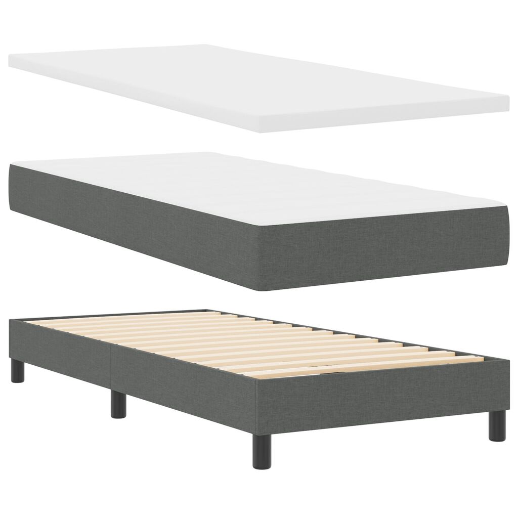 vidaXL Κρεβάτι Box Spring με Στρώμα Σκούρο Γκρι 100x200 εκ Υφάσματος