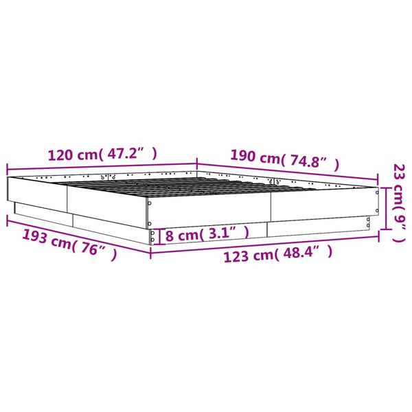 vidaXL Πλαίσιο Κρεβατιού Καπνιστή Δρυς 120x190 εκ. Επεξεργασμένο Ξύλο