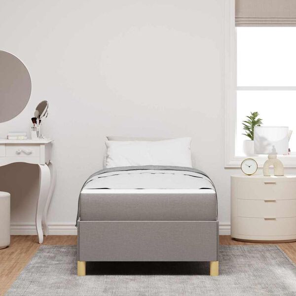 vidaXL Σκελετός Κρεβατιού με στρώμα Taupe 90 x 190 cm ύφασμα