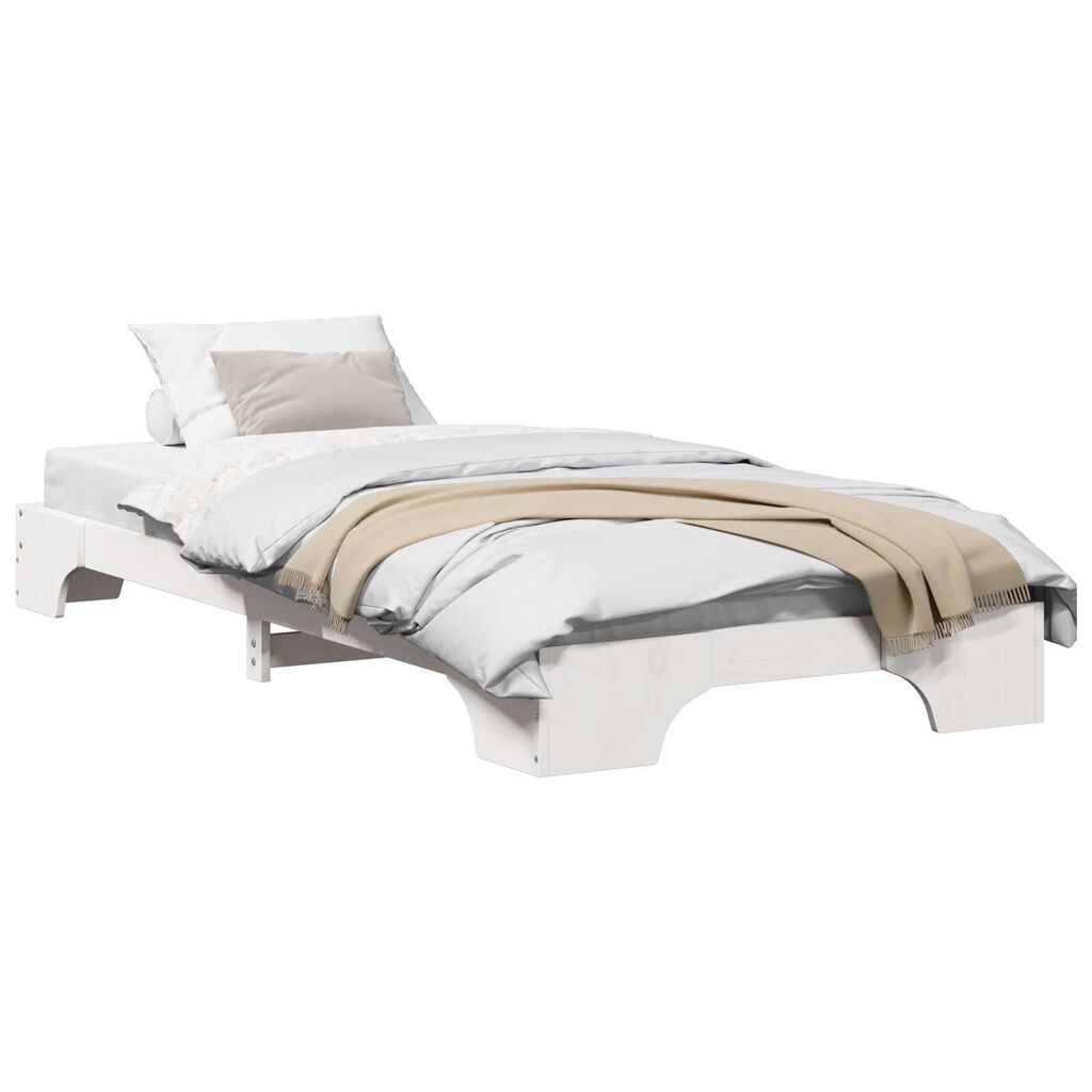 vidaXL Κρεβάτι Λευκό Μασίφ ξύλο πεύκου 75 x 190 cm Ανθεκτικό Κρεβάτι