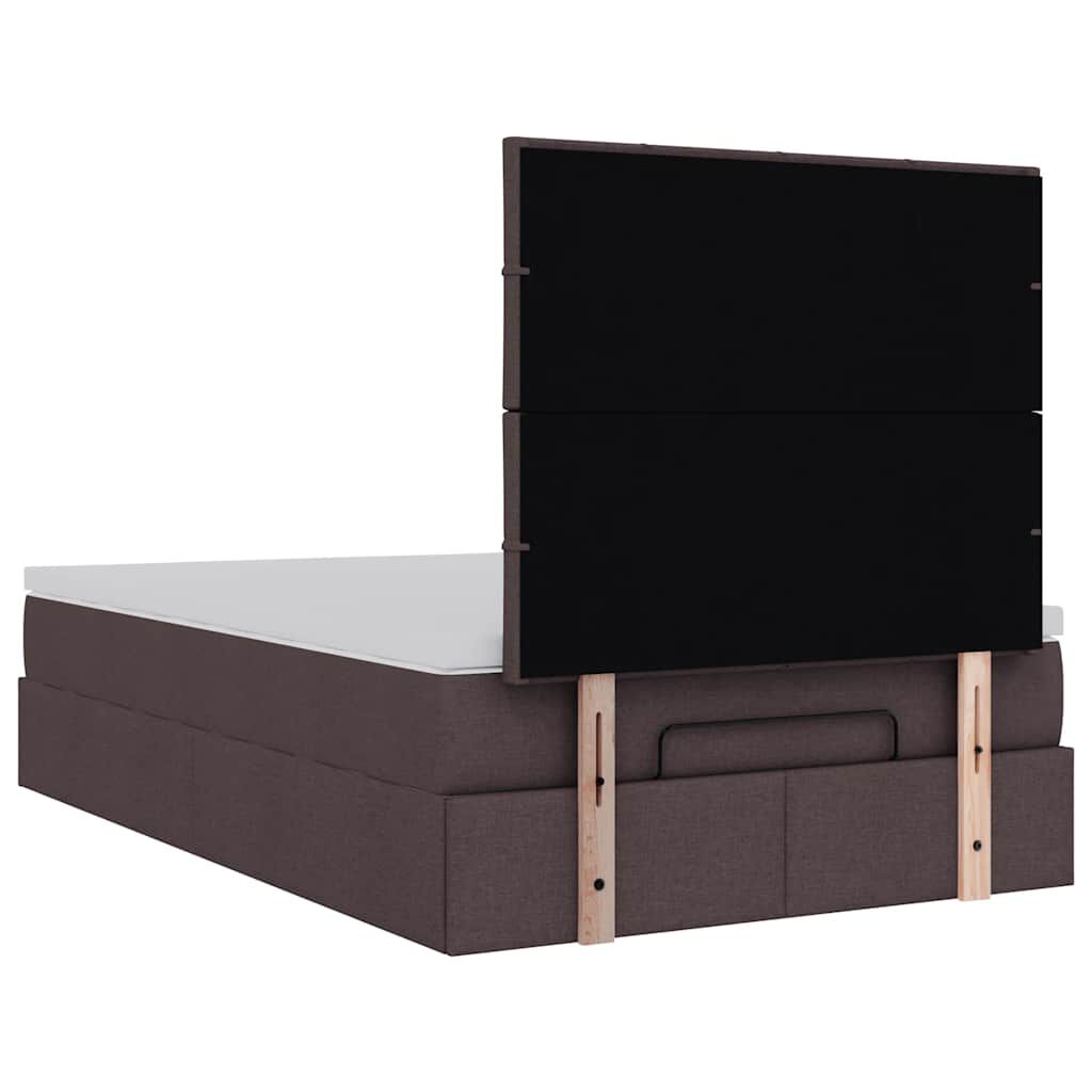 vidaXL Ottoman Κρεβάτι με Στρώμα Σκούρο Καφέ 120x200cm Ύφασμα