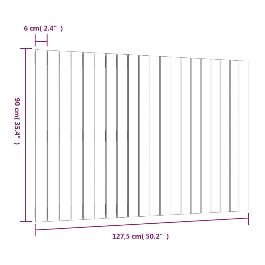 vidaXL Κεφαλάρι Τοίχου Λευκό 127,5x3x90 εκ. από Μασίφ Ξύλο Πεύκου