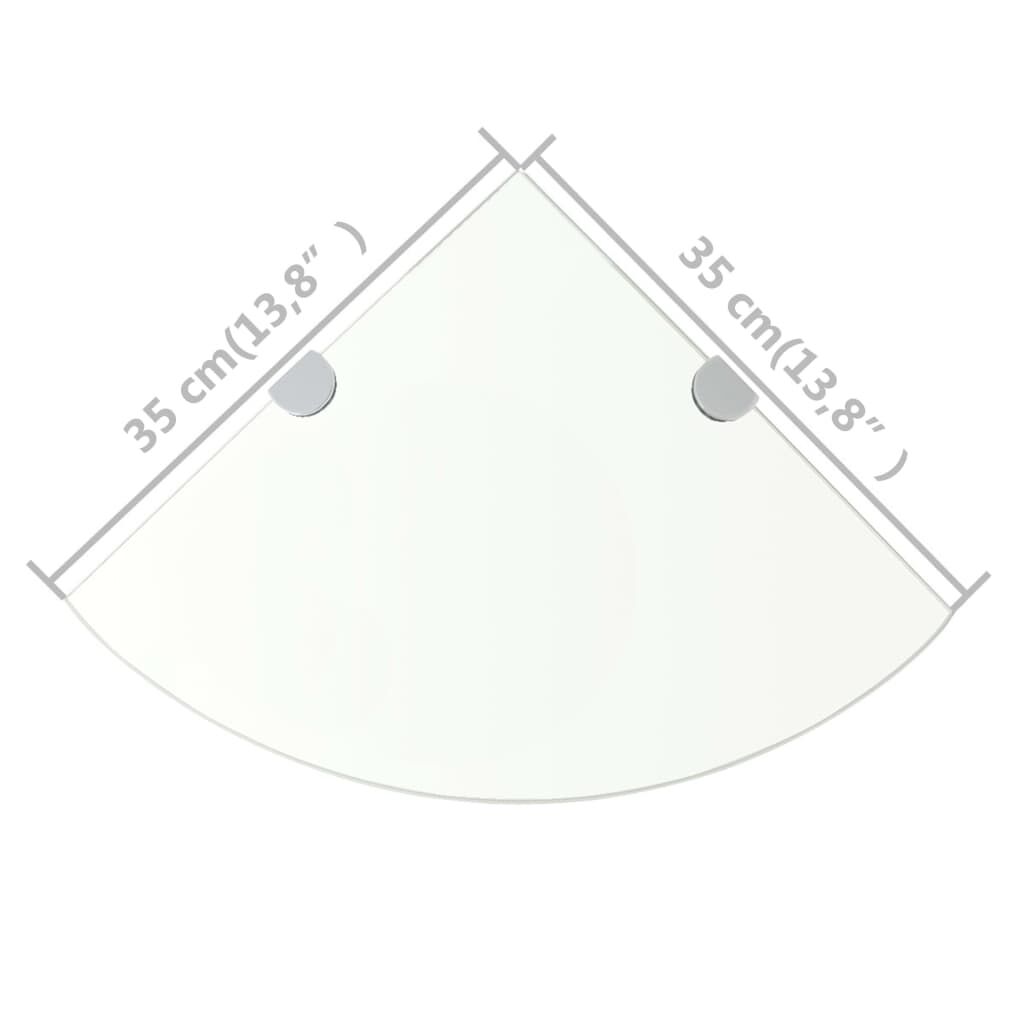 vidaXL Ράφια Γωνία 2 τεμ Διάφανα 35x35 εκ Γυάλινα + Στηρίγματα Χρωμίου