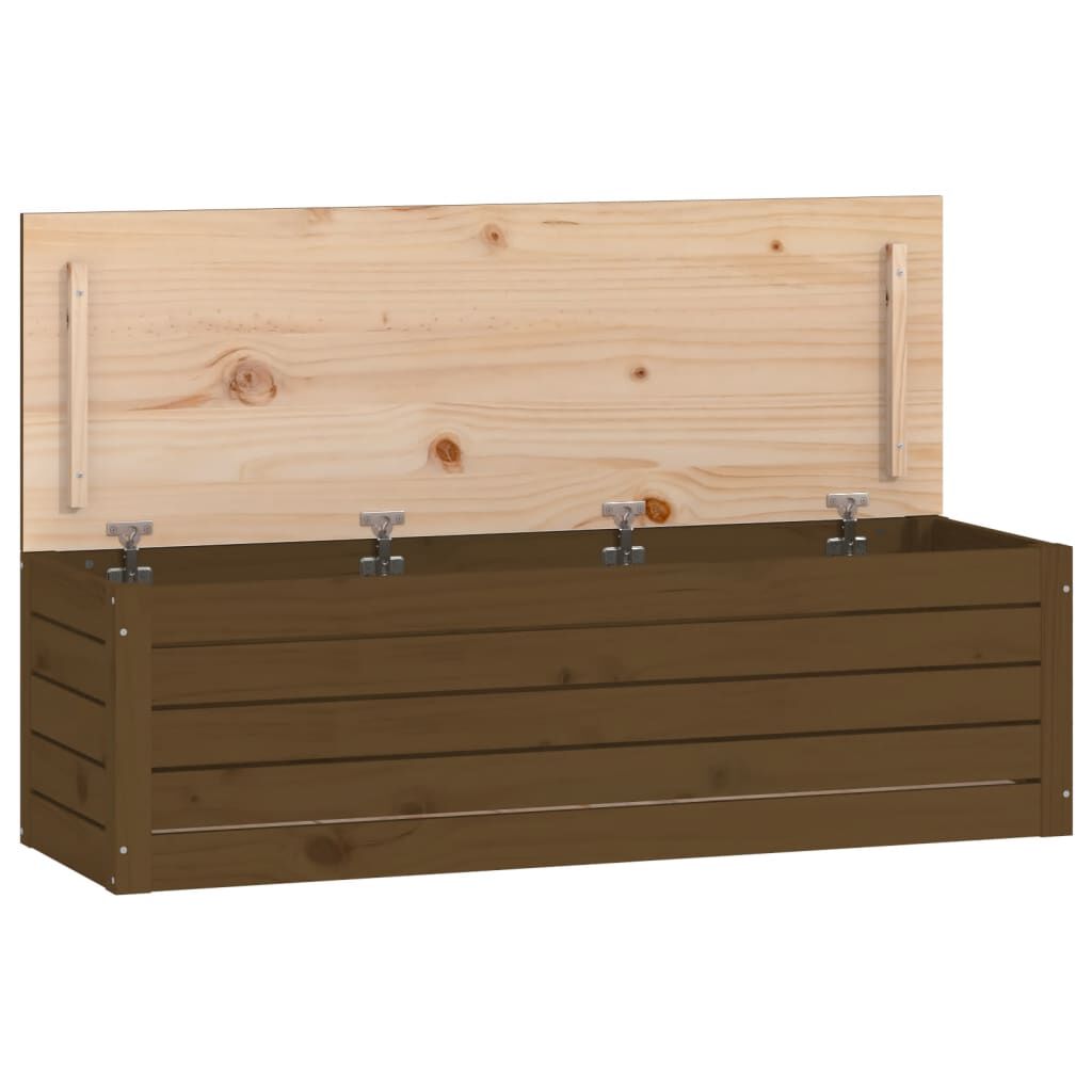 vidaXL Κουτί Αποθήκευσης Καφέ Μελί 109x36,5x33 εκ. Μασίφ Ξύλο Πεύκου