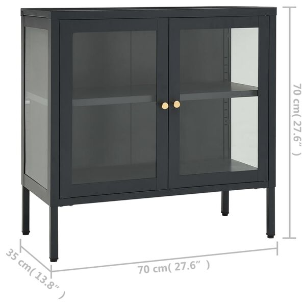 vidaXL Μπουφές Ανθρακί 70 x 35 x 70 εκ. από Ατσάλι και Γυαλί