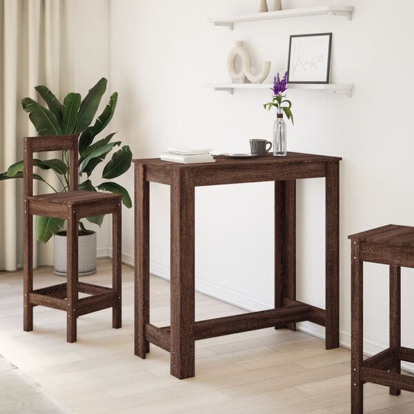 vidaXL Τραπέζι Μπαρ Καφέ Δρυς 102x50x103,5εκ. Επεξεργ. Ξύλο