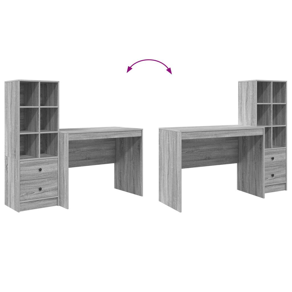vidaXL Γραφείο με αποθηκευτικό χώρο με συρτάρι 2 pcs Γκρι sonoma