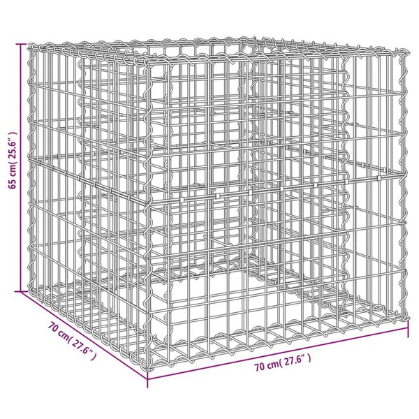 vidaXL Συρματοκιβώτιο Ασημί 70 x 70 x 65 εκ. από Γαλβανισμένο Χάλυβα