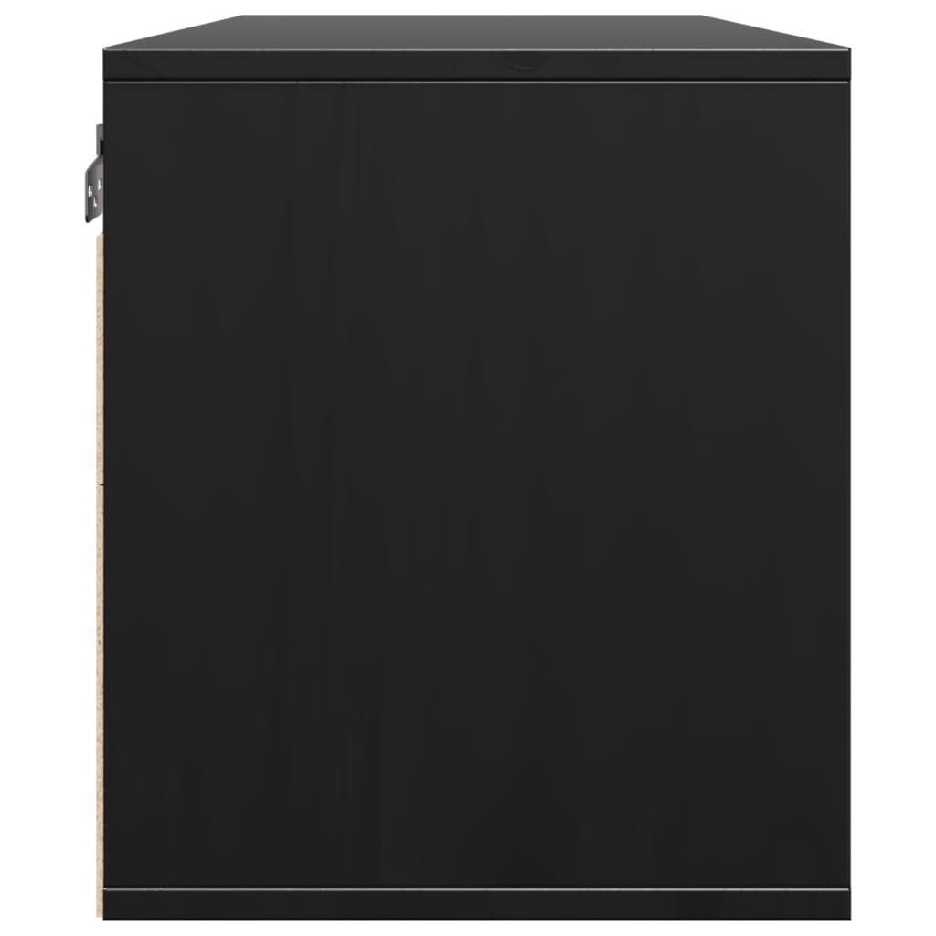 vidaXL Ντουλάπι Τοίχου Μαύρο 80 x 30 x 35 εκ. από Μασίφ Ξύλο Πεύκου