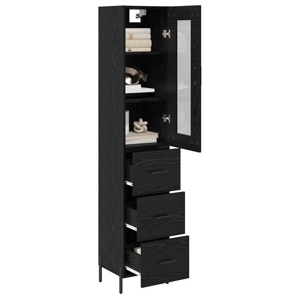 vidaXL Highboard &Mu;&alpha;ύ&rho;&eta; &Omicron;&xi;&upsilon;ά 34,5 x 34 x 180 &epsilon;&kappa;. &Epsilon;&pi;&epsilon;&xi;&epsilon;&rho;&gamma;&alpha;&sigma;&mu;έ&nu;&omicron; &xi;ύ&lambda;&omicron;