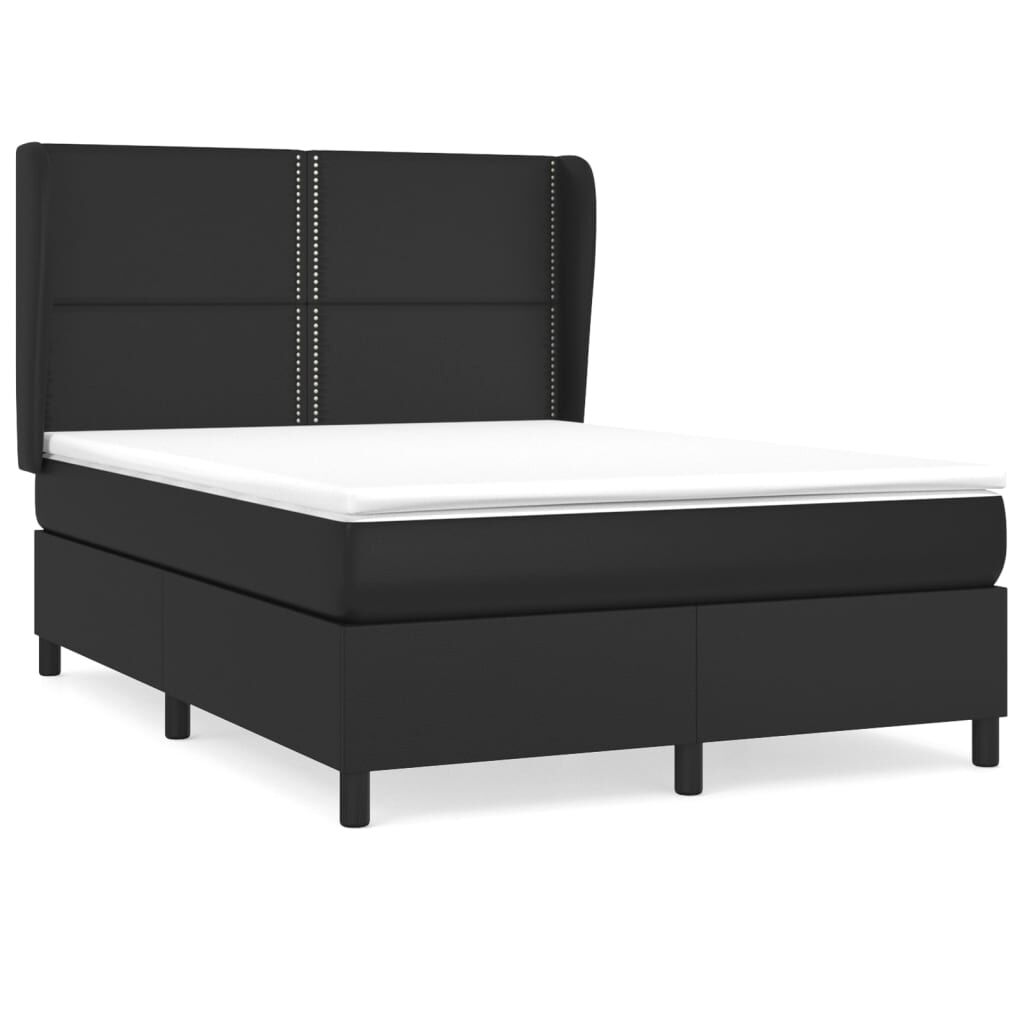 vidaXL Κρεβάτι Boxspring με Στρώμα Μαύρο 140x200εκ.από Συνθετικό Δέρμα