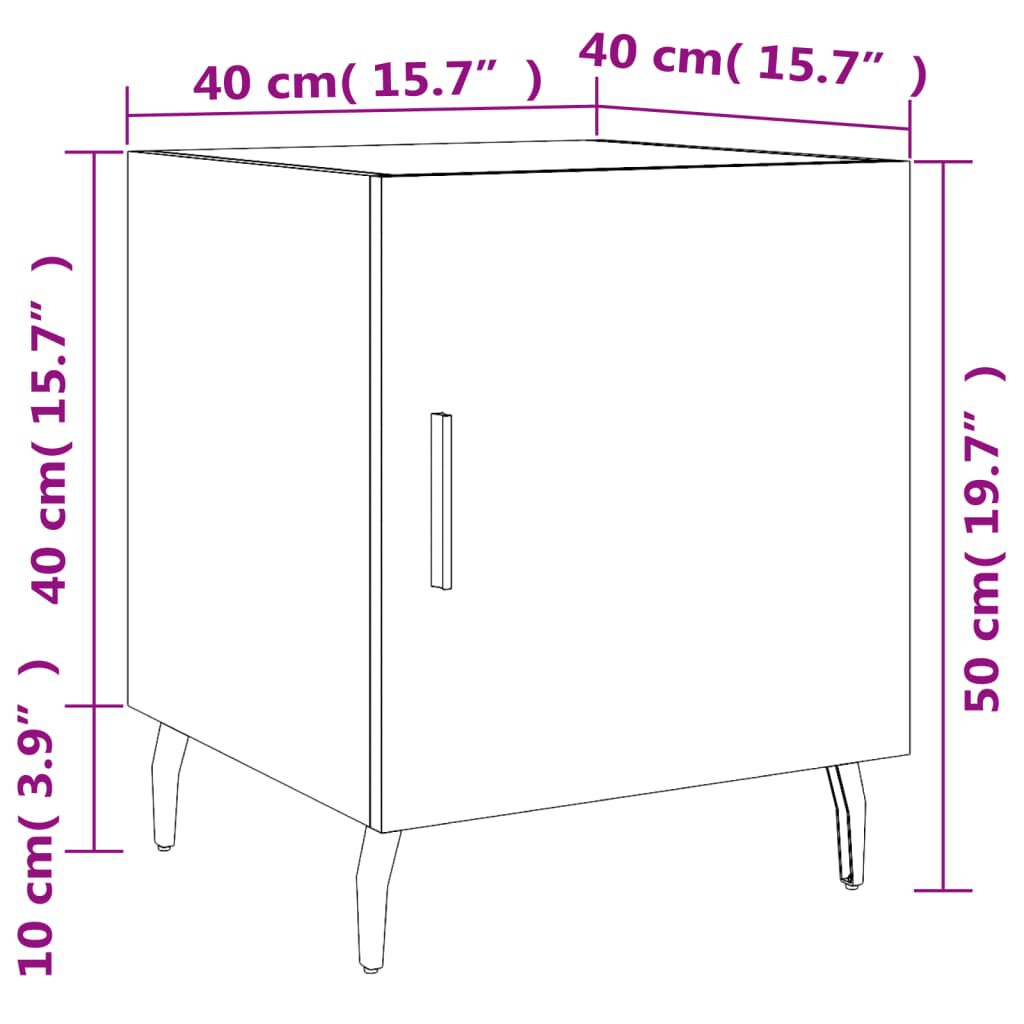 vidaXL Κομοδίνα 2 τεμ. Μαύρα 40 x 40 x 50 εκ. από Επεξεργασμένο Ξύλο