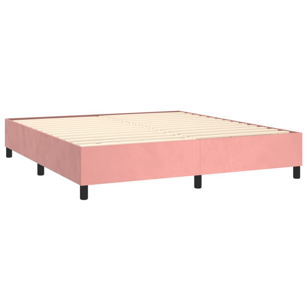 vidaXL Κρεβάτι Boxspring με Στρώμα Ροζ 160x200 εκ. Βελούδινο