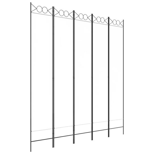 vidaXL Διαχωριστικό Δωματίου με 5 Πάνελ Λευκό 200x220 εκ. από Ύφασμα