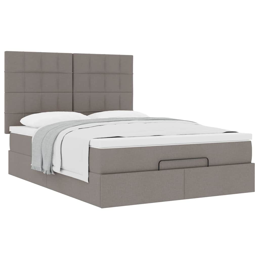 vidaXL Οθωμανικό κρεβάτι με στρώμα Taupe 140x200cm ύφασμα