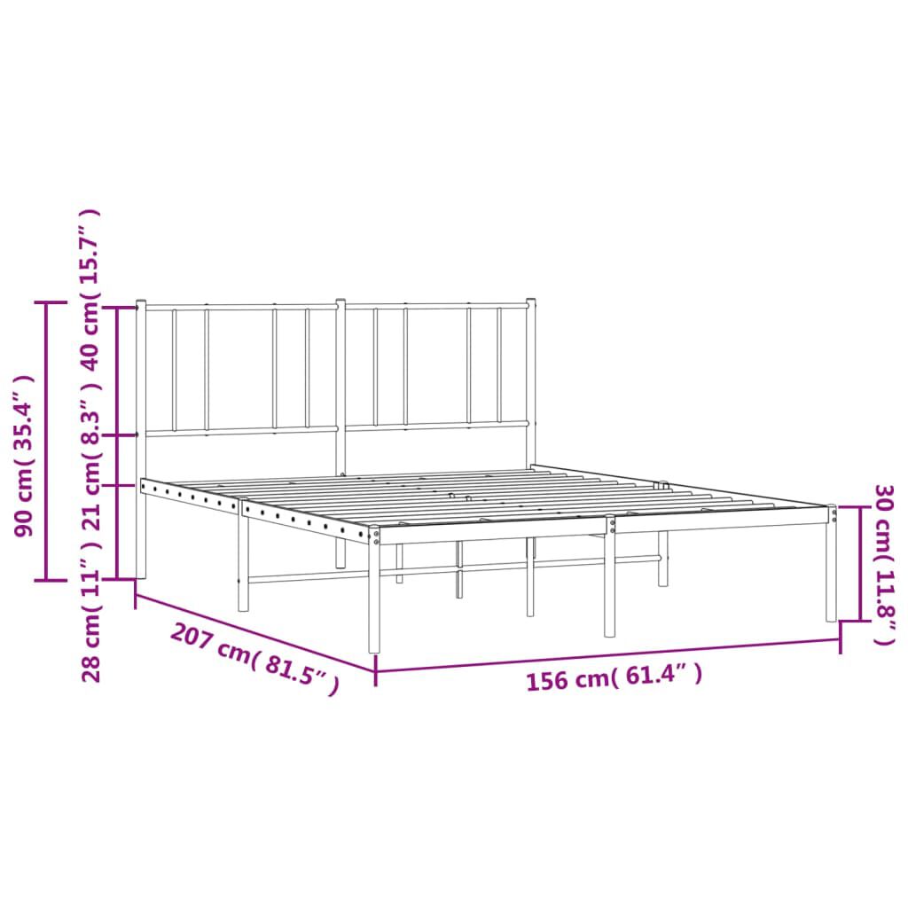 vidaXL Πλαίσιο Κρεβατιού με Κεφαλάρι Λευκό 150 x 200 εκ. Μεταλλικό