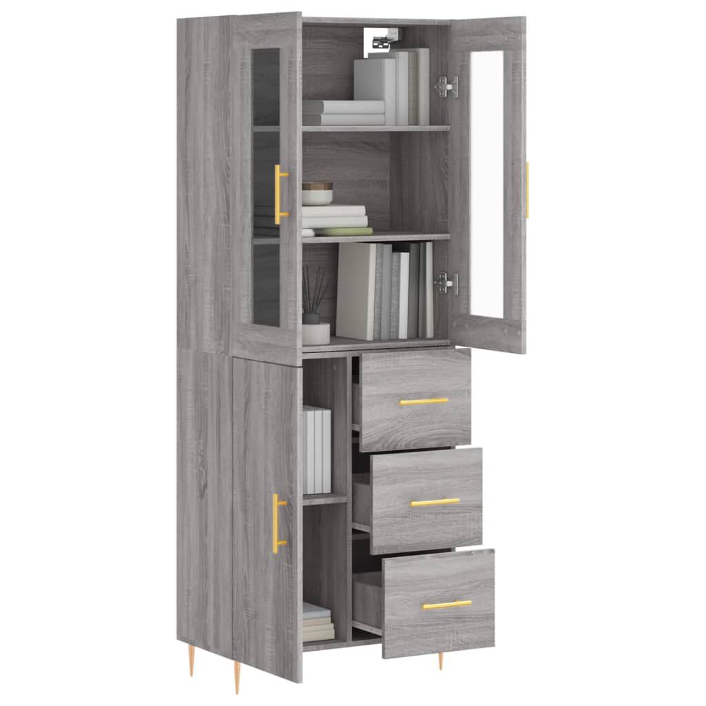vidaXL Ντουλάπι Γκρι Sonoma 69,5 x 34 x 180 εκ. Επεξεργασμένο Ξύλο