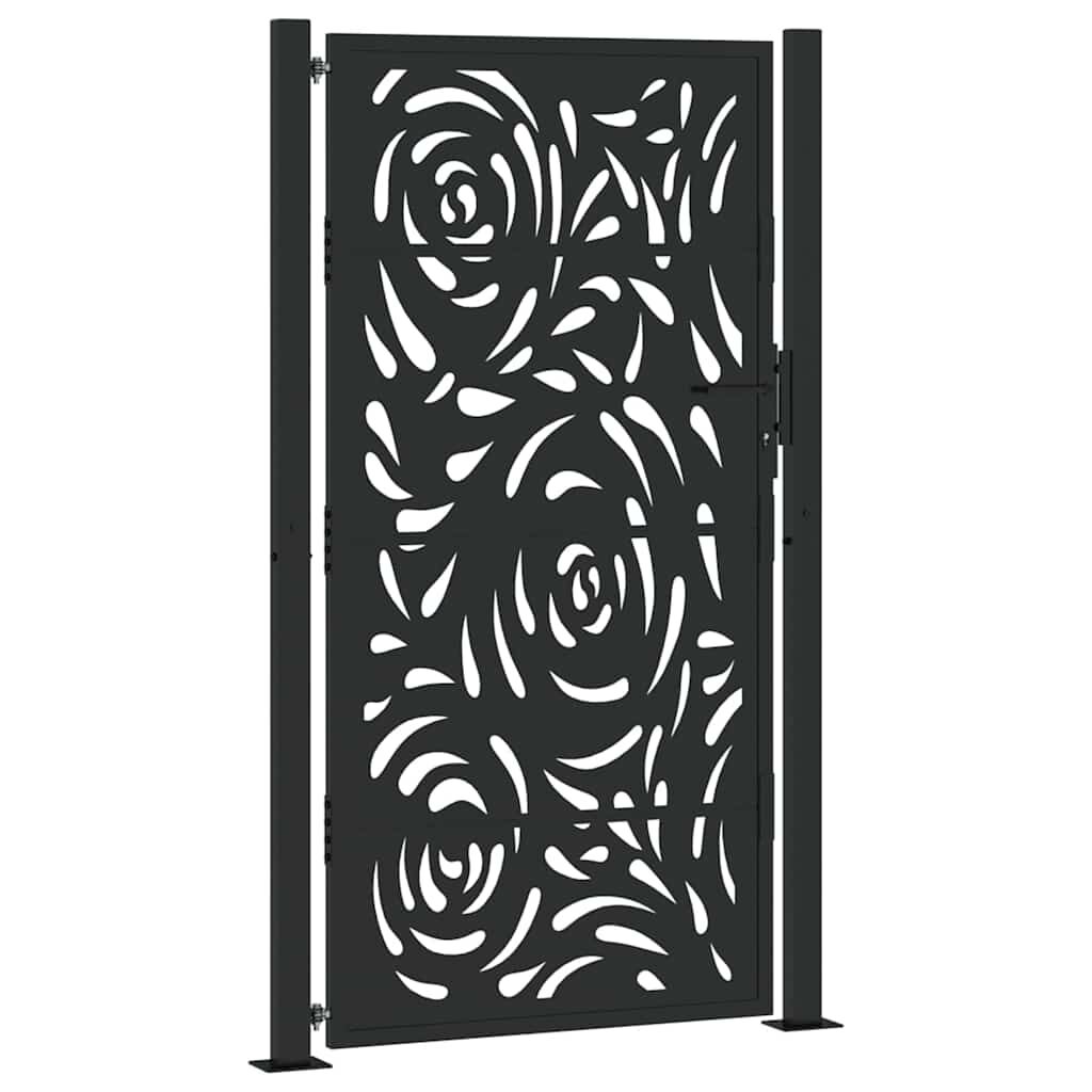 vidaXL Πύλη κήπου Μαύρη 105x180 cm Ατσάλινη φλόγα σχεδιασμού